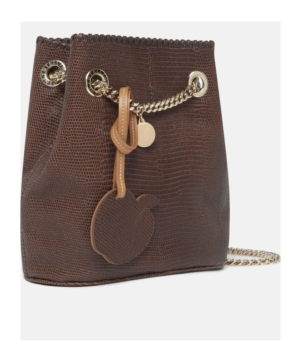 Stella Mccartney Falabella Embossed Bucket Bag In Brown