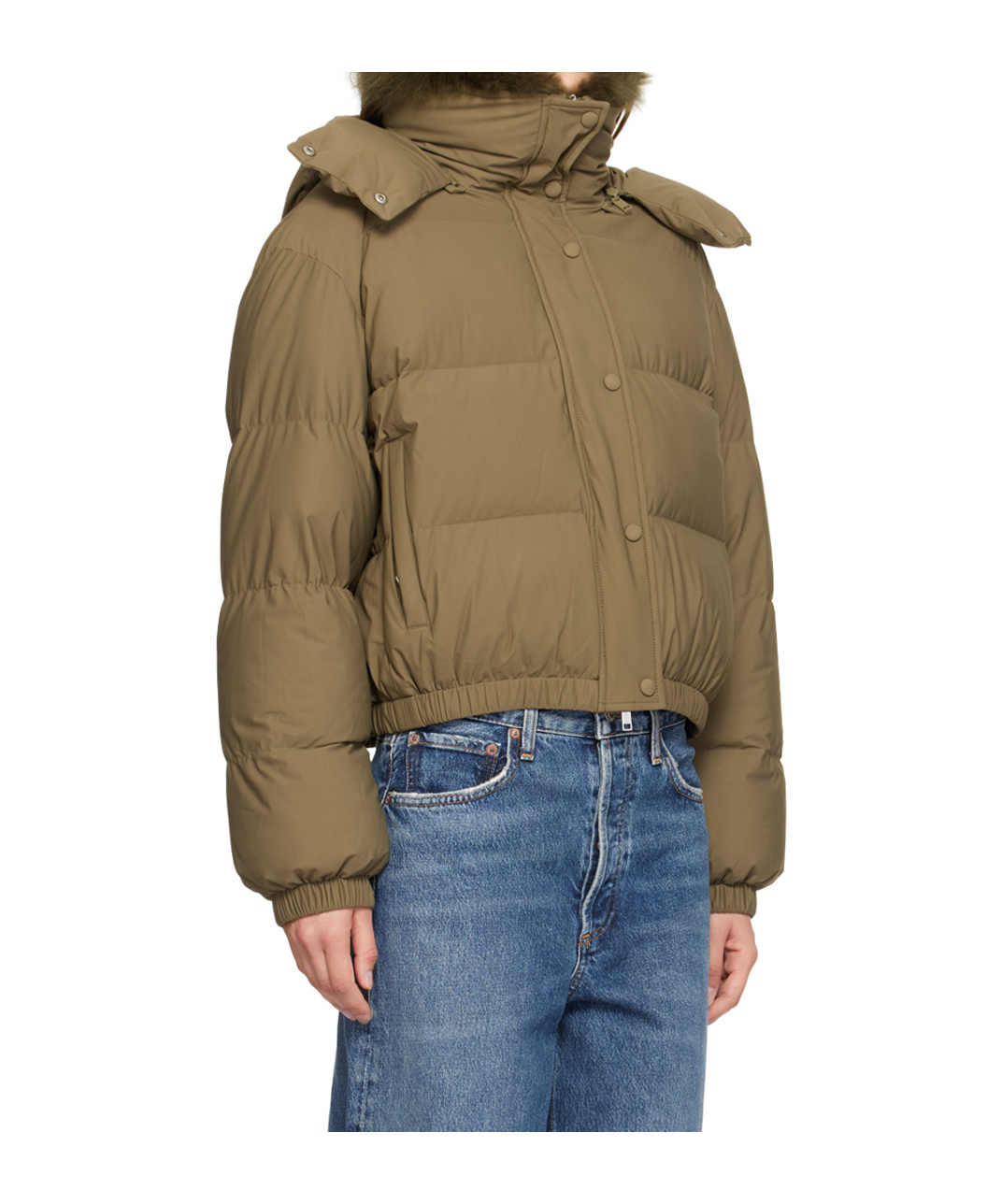 Shop Yves Salomon Quilted Zipper Down Jacket In Green