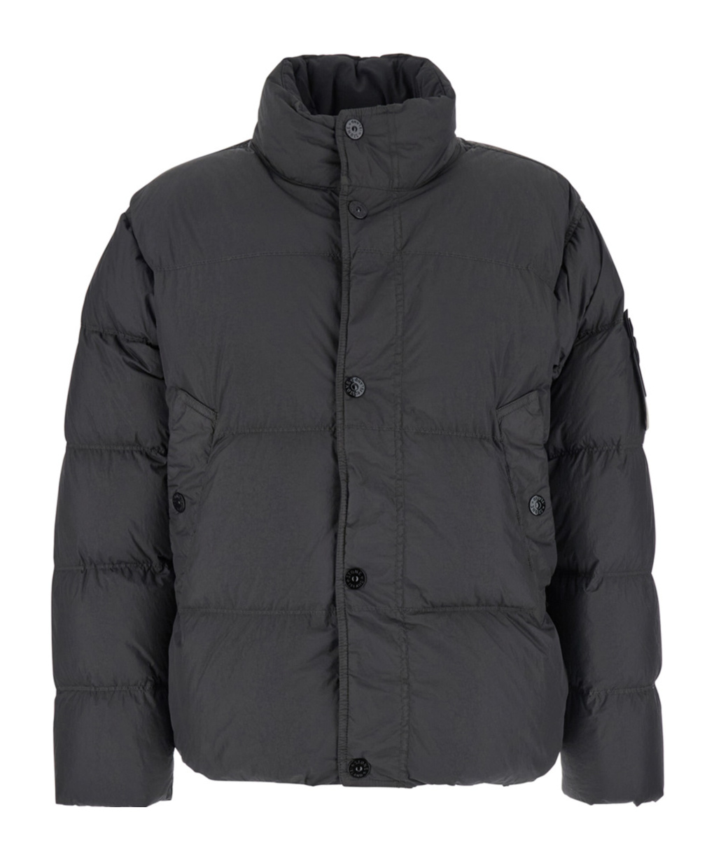 Stone Island Down Jacket In Lightweight Recycled Nylon Reps Jackets Blue In Gray