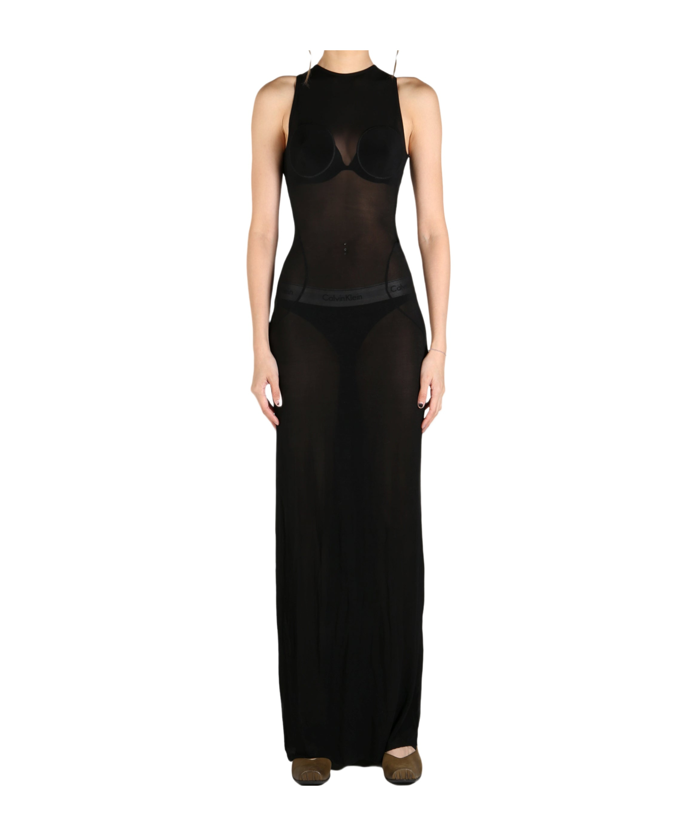 Shop Jean Paul Gaultier With Covered Cup Detail Light Jersey In Black
