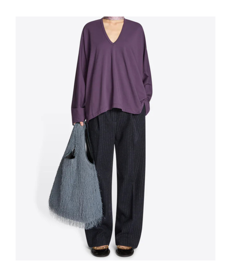 Dries Van Noten Large Fringed Tote Bag In Gray