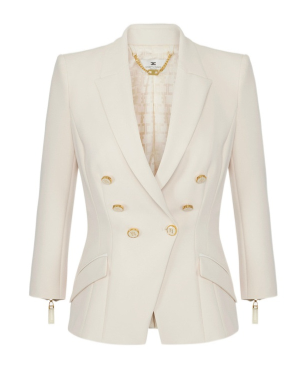 Elisabetta Franchi Double-breasted Blazer In Neutral