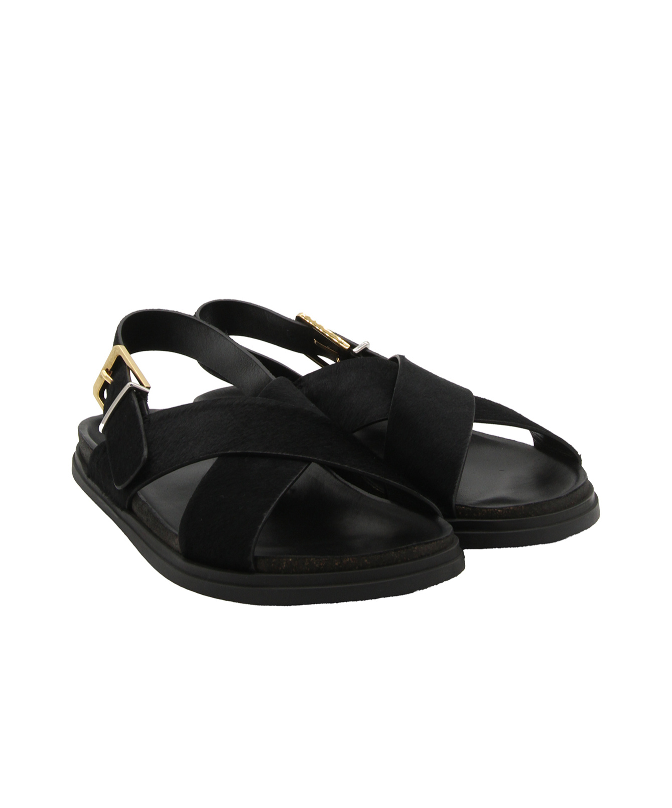 The Row Crossover-strap Leather Sandals In Black