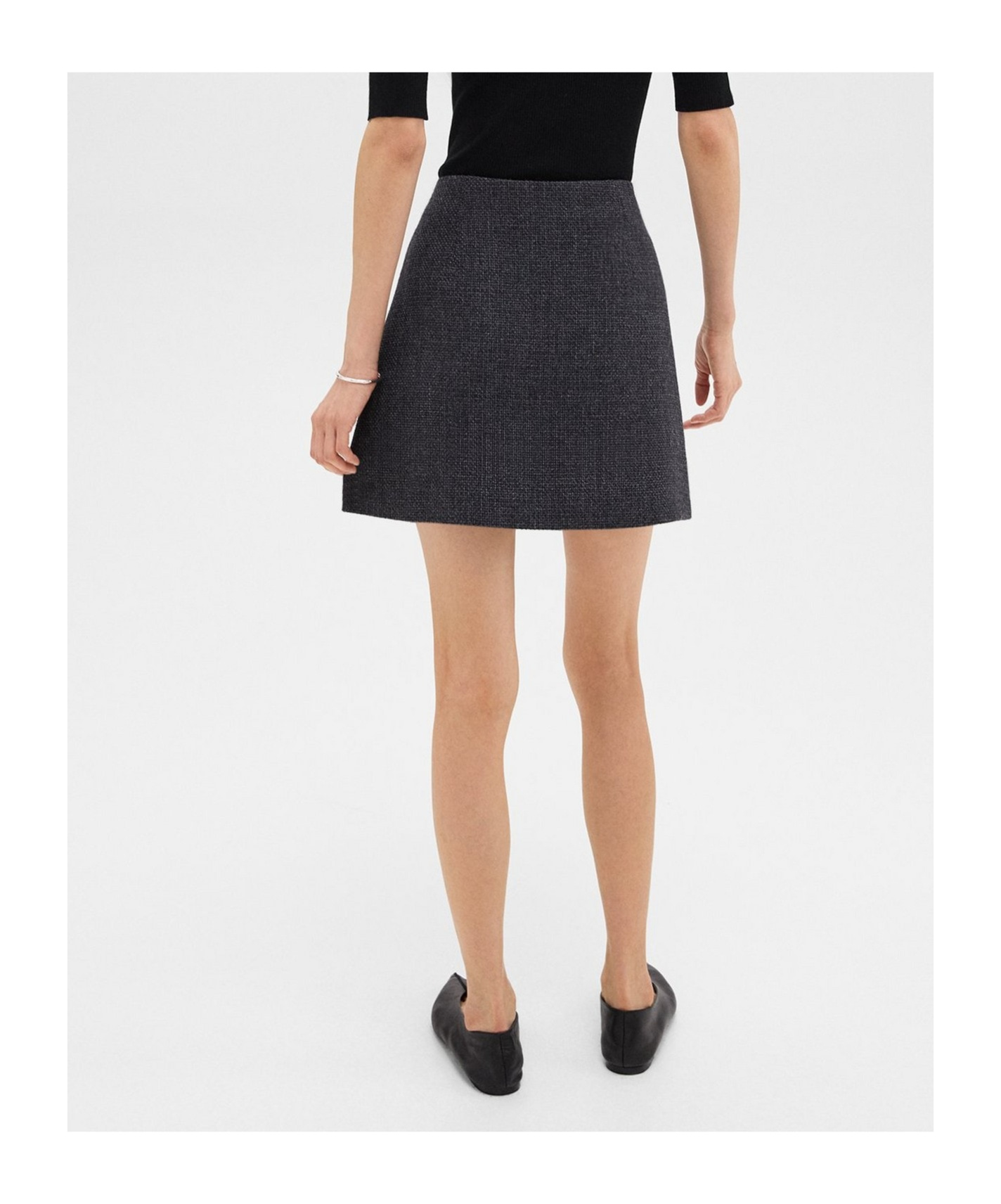 Theory Stitched Wool-cashmere Mini Skirt In Black