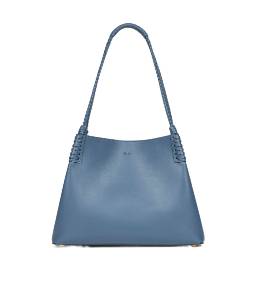 Etro Blue Calf Leather Shoulder Bag With Pegasus Emblem In Blue