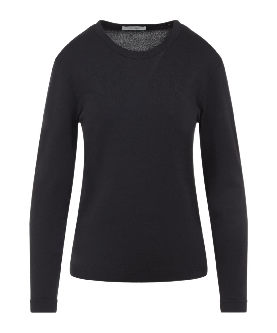 Lemaire Ribbed Crew Neck Long Sleeve Top In Black