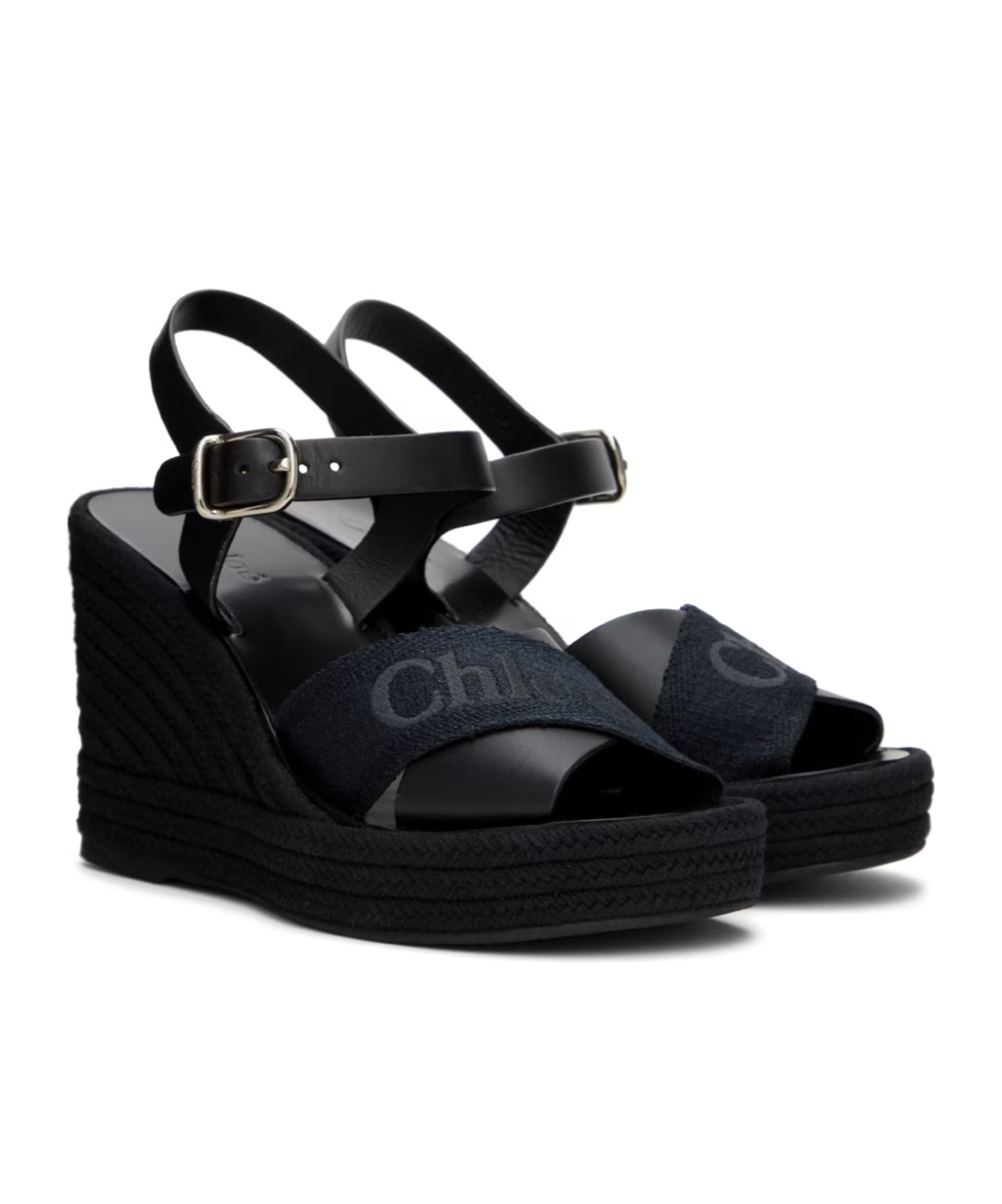 Chloé Piia Embroidered Wedges In Black