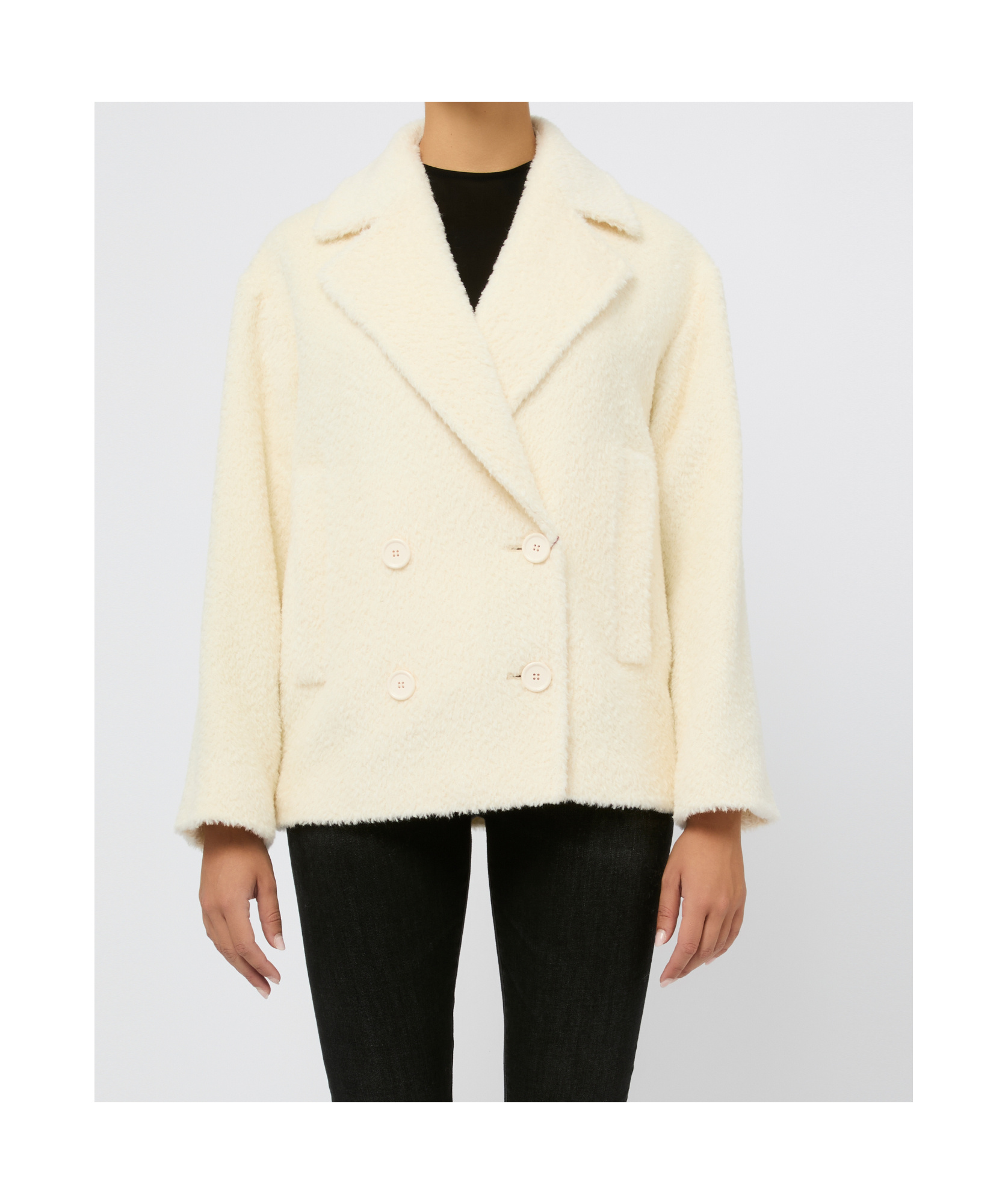 Max Mara White Double-breasted 'vanesio' Coat In White