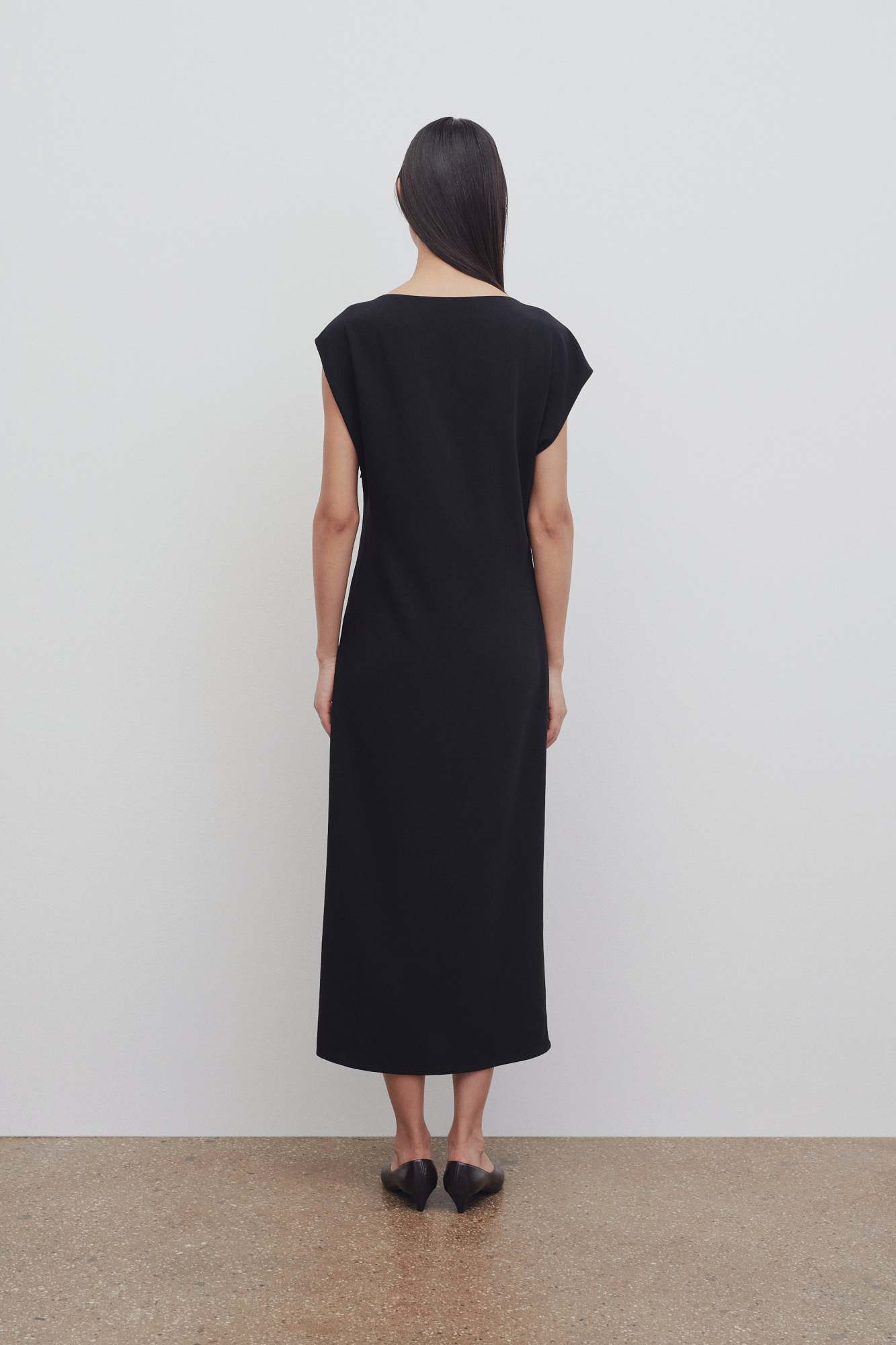 The Row Blathine Asymmetric Midi Dress In Black