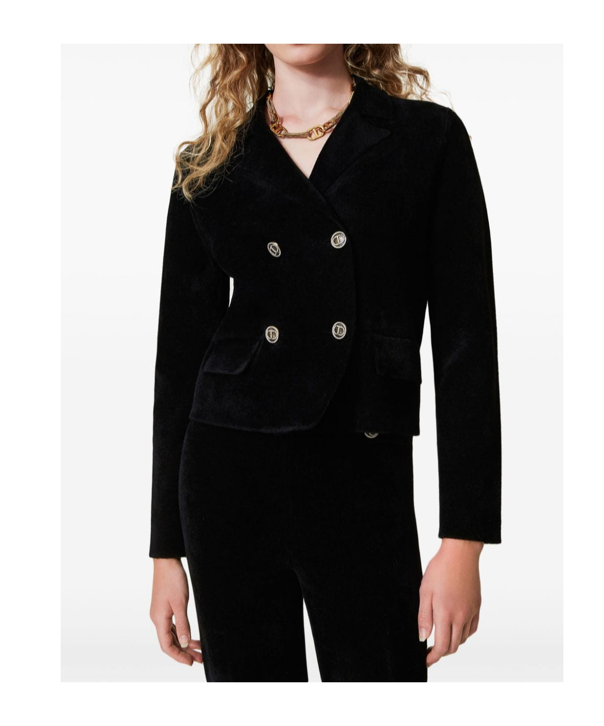 Shop Twinset Knitted Double-breasted Blazer