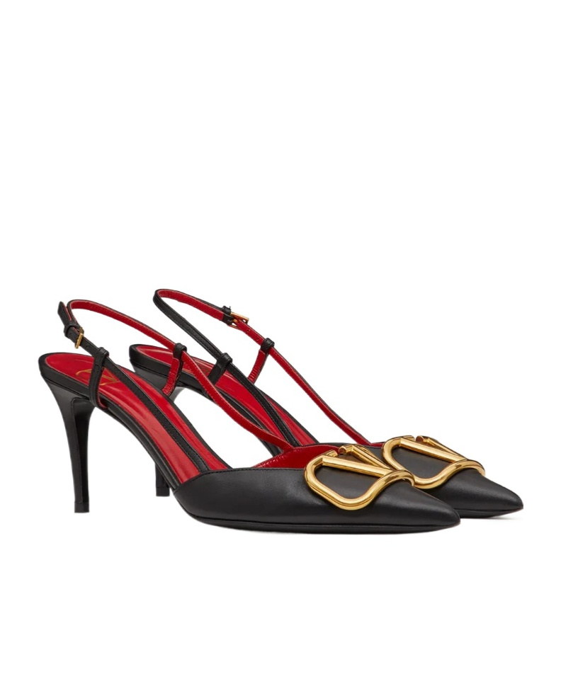 Valentino Garavani Vlogo Signature Satin Slingback Pumps 80mm Woman Black 40.5 In Black