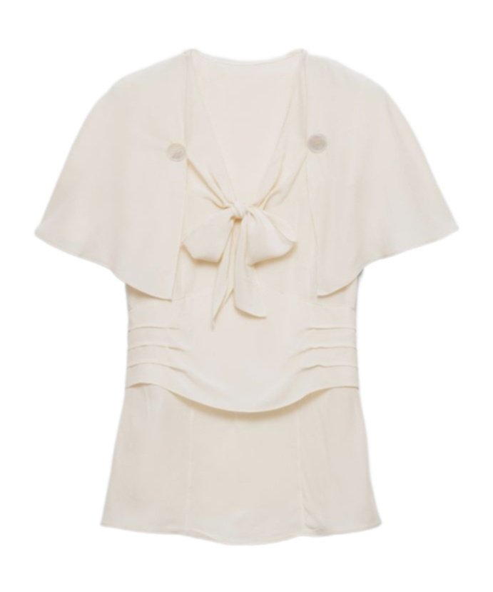 Prada Silk Marocain Blouse In Ivory