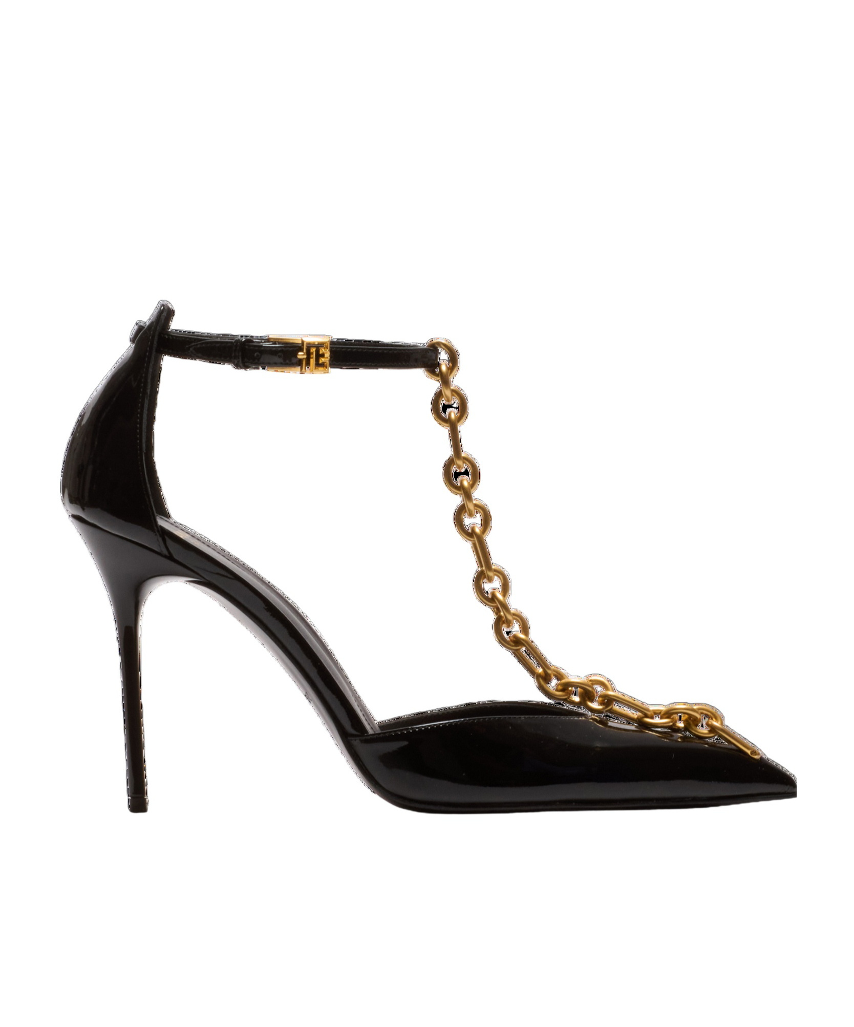 Balmain Sync Patent Leather Chain T-strap Pumps