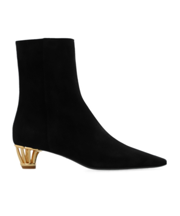 Ferragamo Mirta 40 Suede Ankle Boots In Black