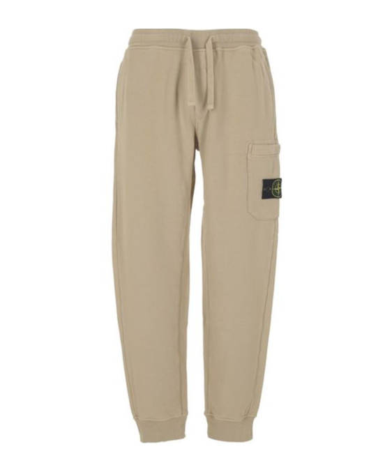 Stone Island Patch Drawstring Trousers In Nude