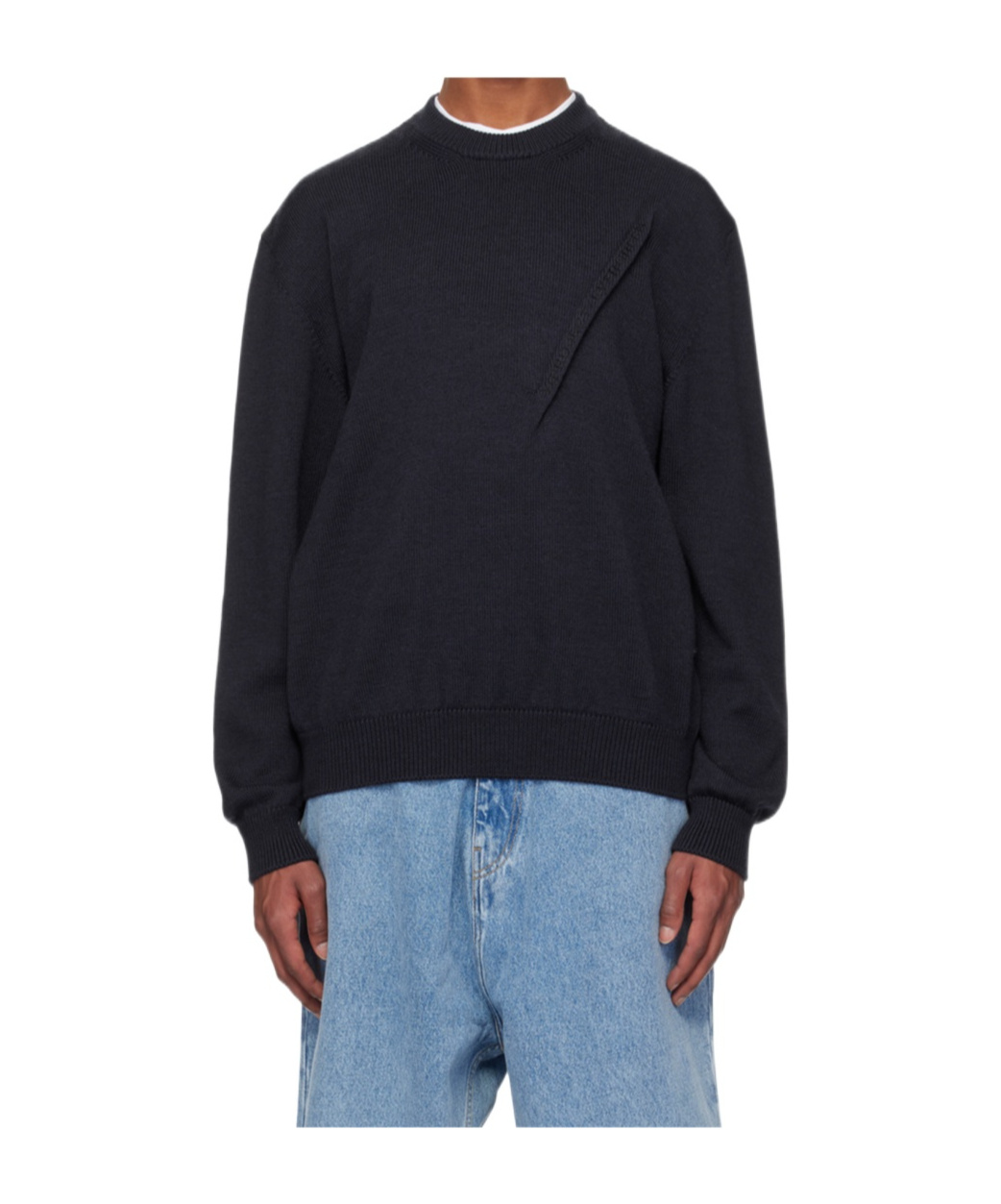 Y/project Navy Pinched Logo Sweater In Blue