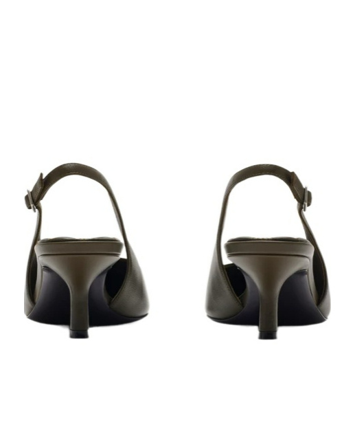 Shop Burberry 50mm Leather Slingback Pumps In Green