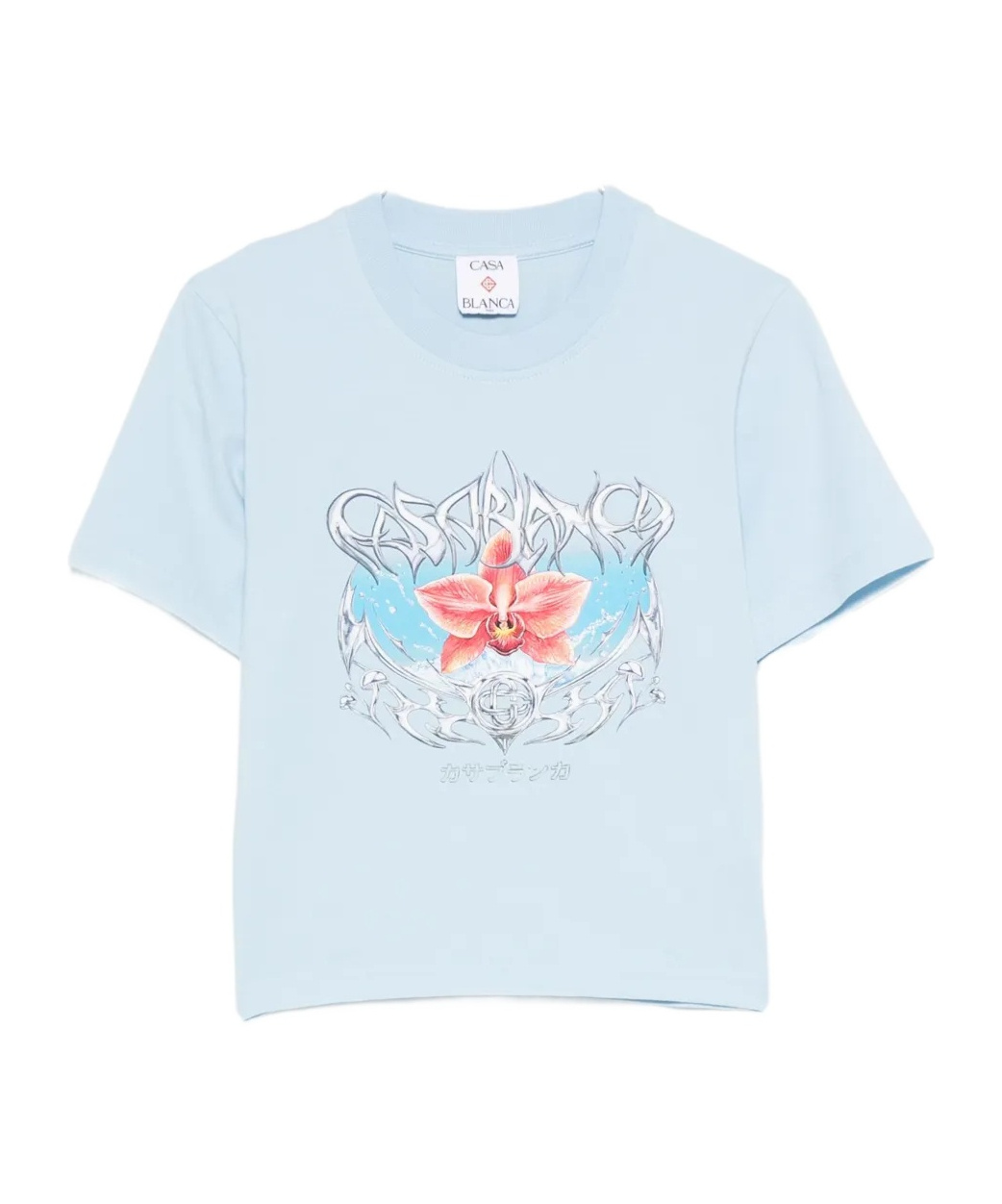 Casablanca Blades Orchid-print Cotton T-shirt In Blue