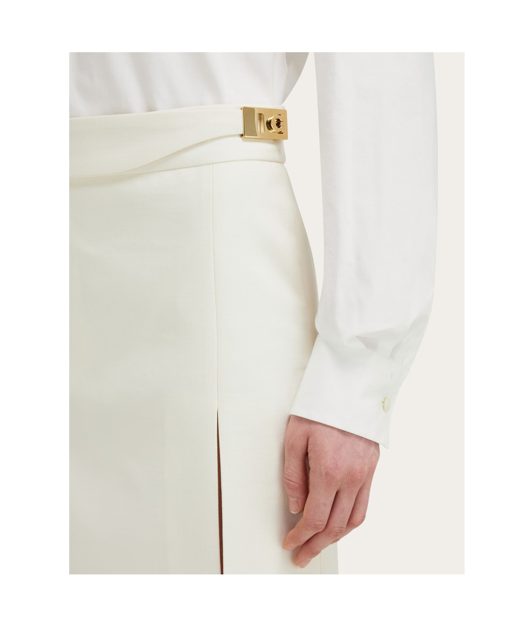 Ferragamo High Slit Pencil Skirt In Neutral