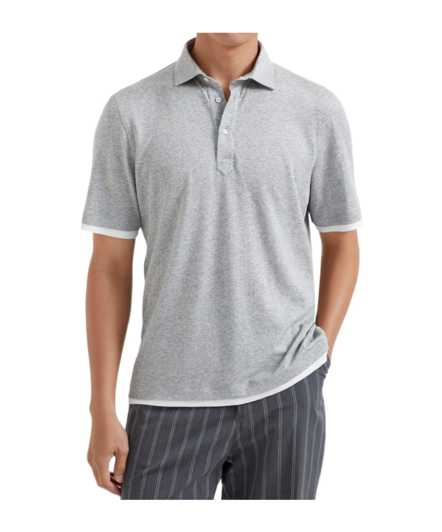 Brunello Cucinelli Short-sleeved Polo Shirt In Gray