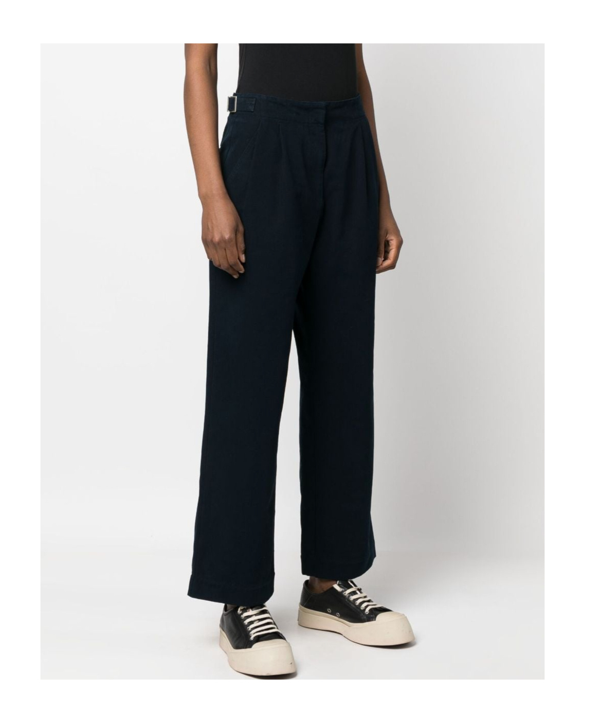 Apc Pleat-detail Wide-leg Cotton Trousers In Black