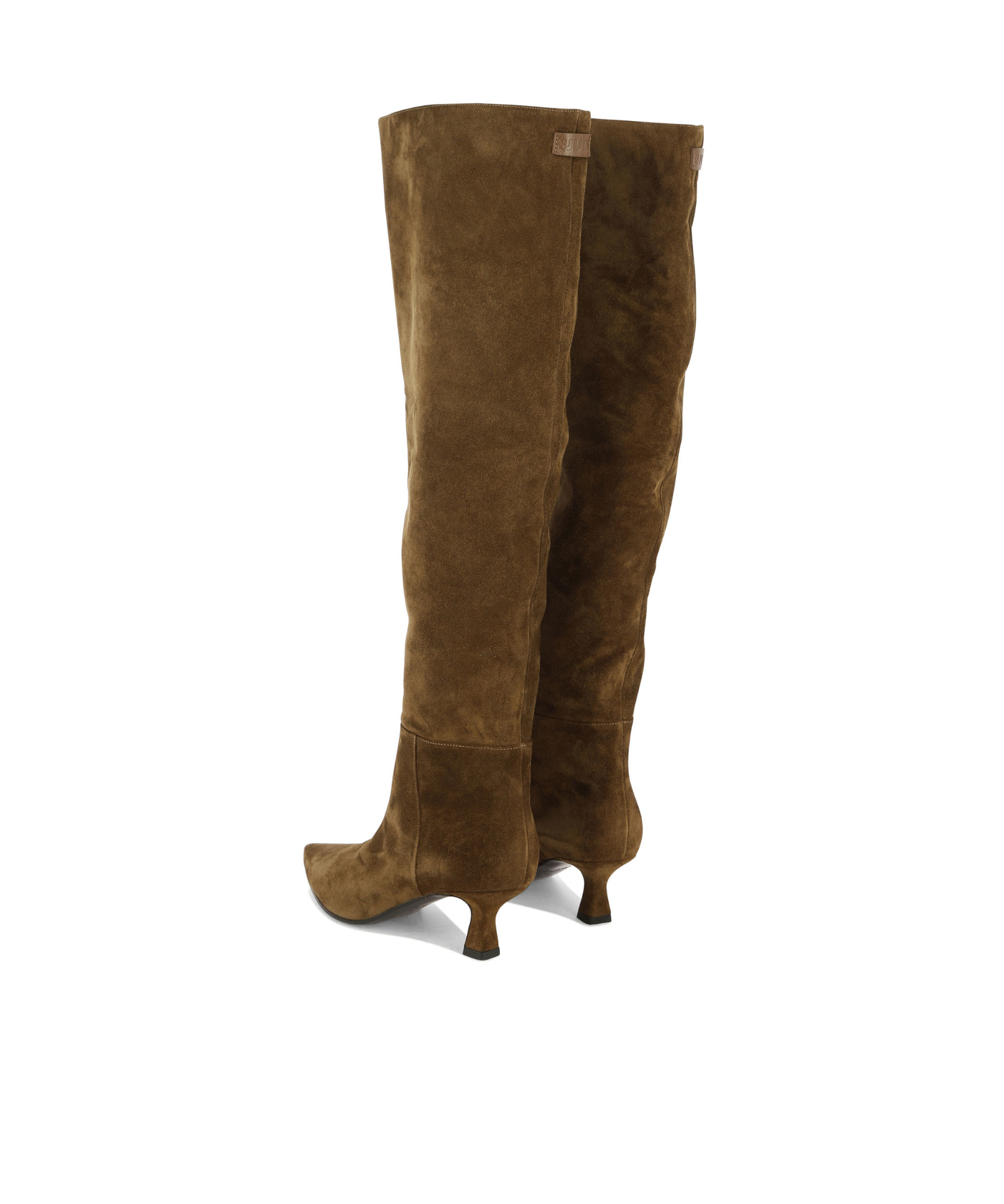 3juin Pointed Toe Suede Knee-high Boots In Green