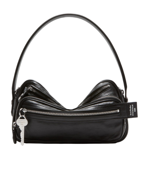 Acne Studios Small Camero Leather Shoulder Bag In Black