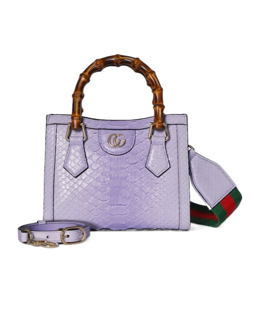 Gucci Diana Small Python Tote Bag In Purple