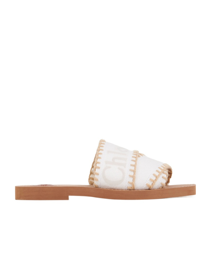 Chloé Beige Woody Sandals In White