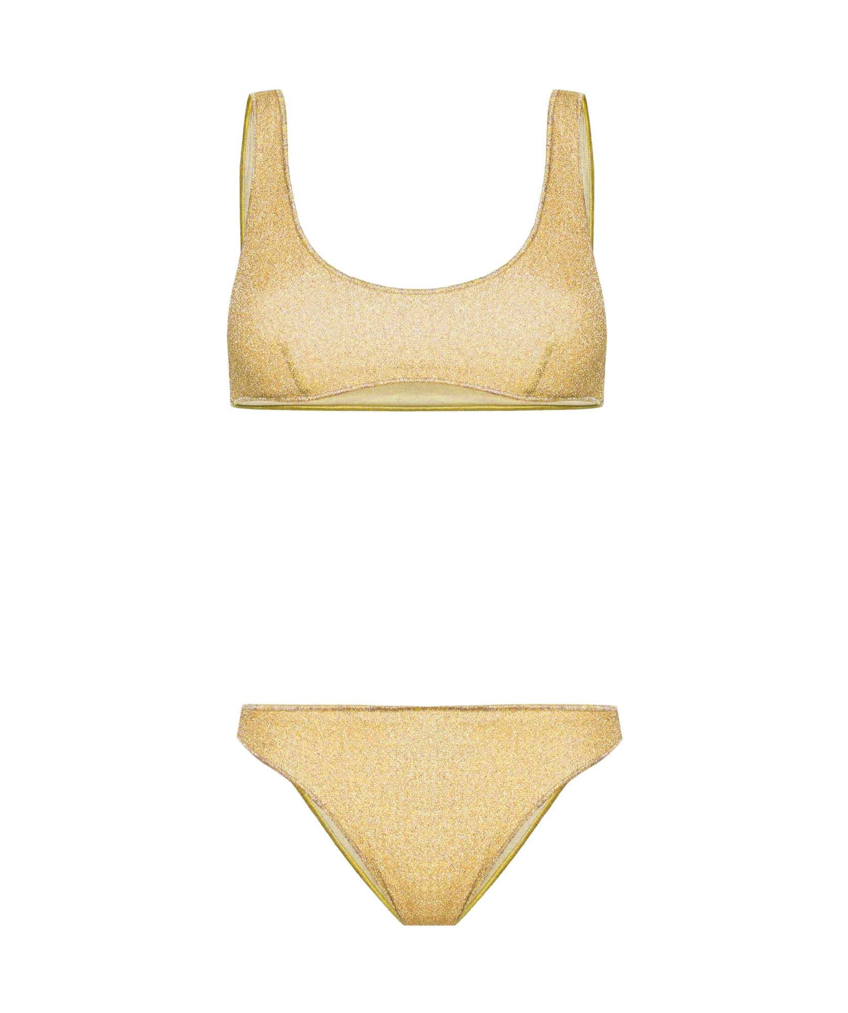 Shop Oseree Lumière Sporty Lurex Bikini In Nude