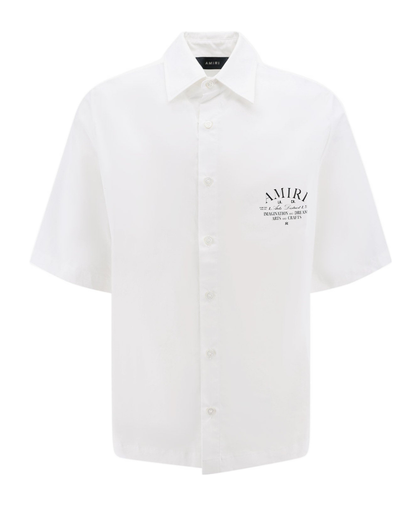 Amiri Convertible-collar Logo-print Silk-twill Shirt In White