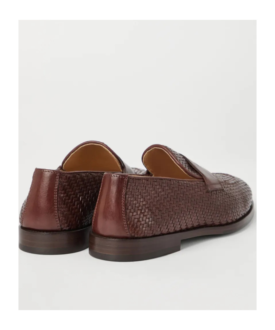 Brunello Cucinelli Leather Penny Loafers In Brown