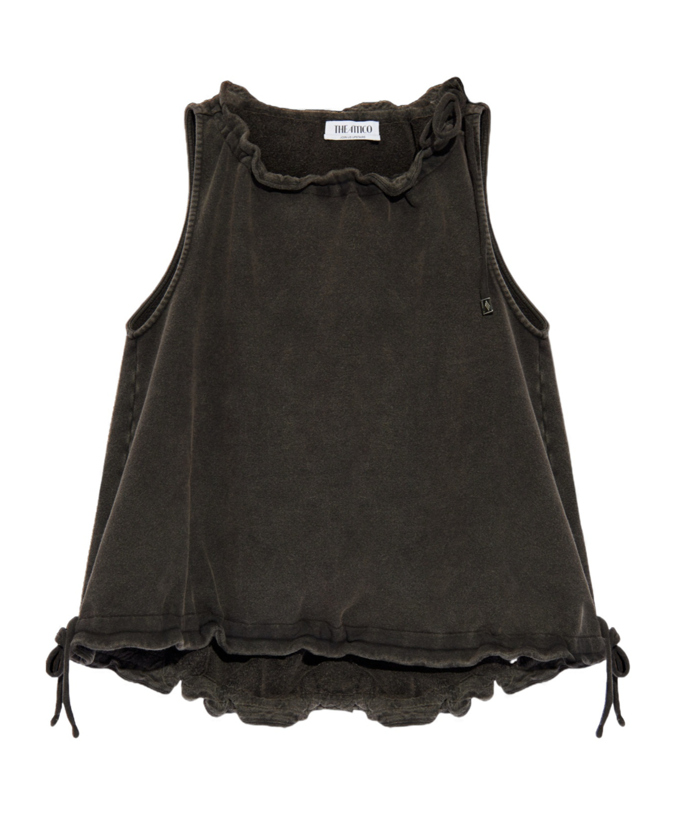Shop Attico The Ruffled Sleeveless Top In Black