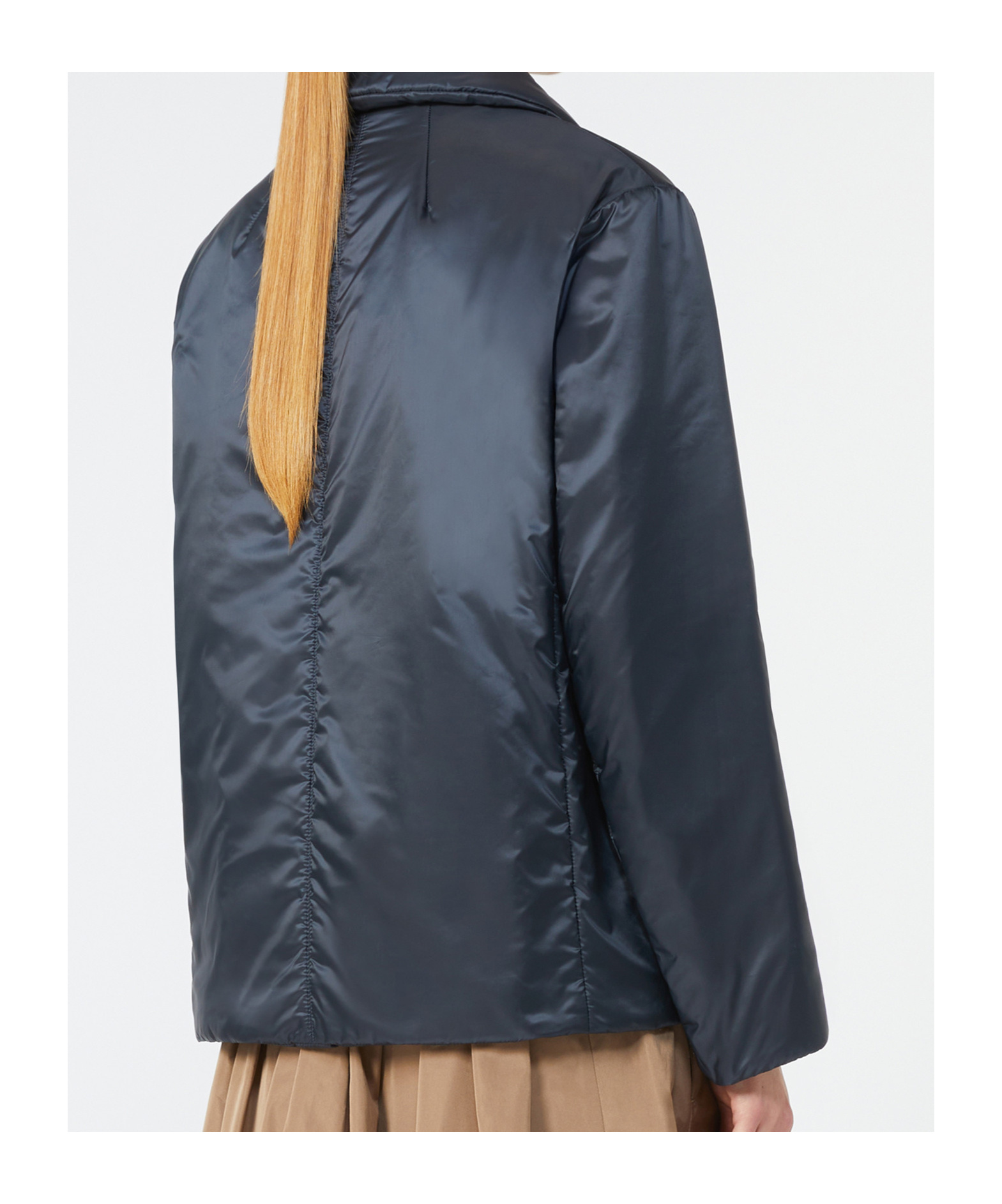 Max Mara Padded Double-breasted Jacket In Water-repellent Canvas In Blue