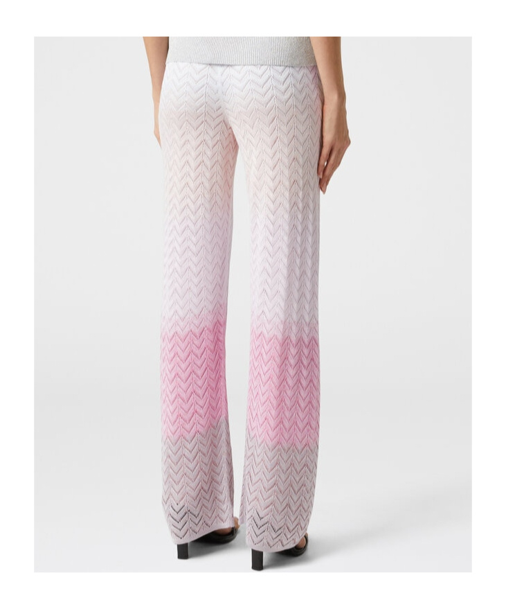 Missoni Straight Trousers In Gradient Chevron Viscose In White