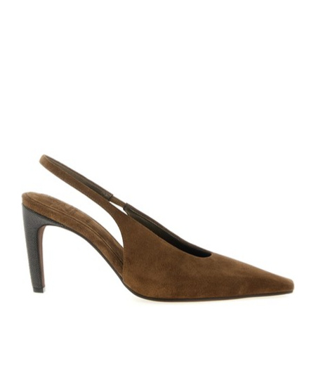 Brunello Cucinelli Slingback High Heel Sandals In Brown