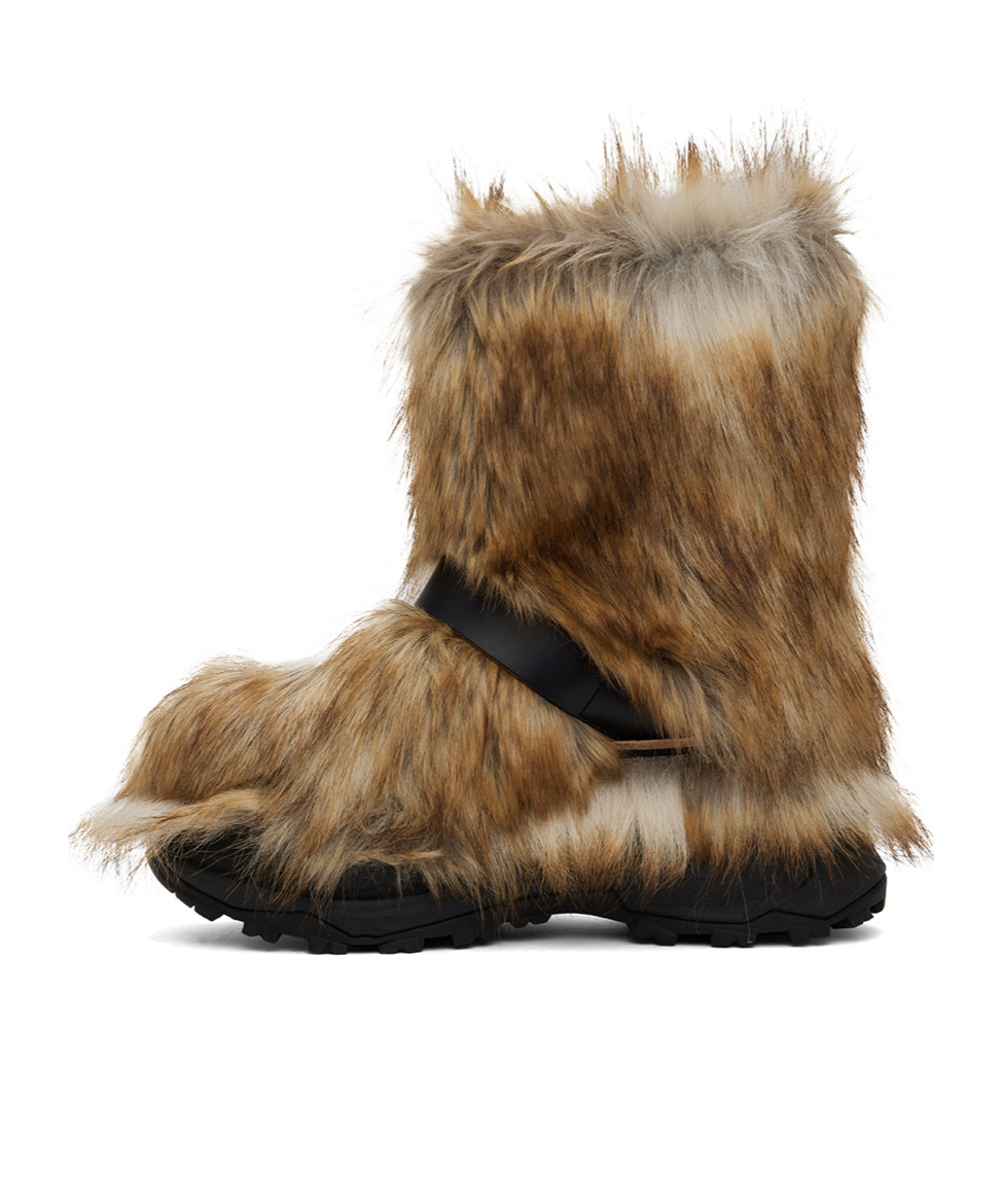 Sacai Round Toe Ankle Boots In Brown