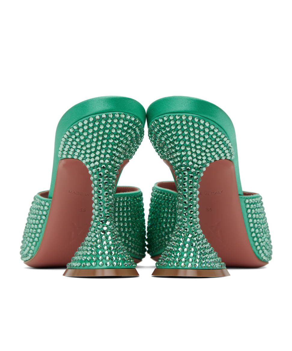Amina Muaddi Woman Sandals Green Size 8 Textile Fibers In Green