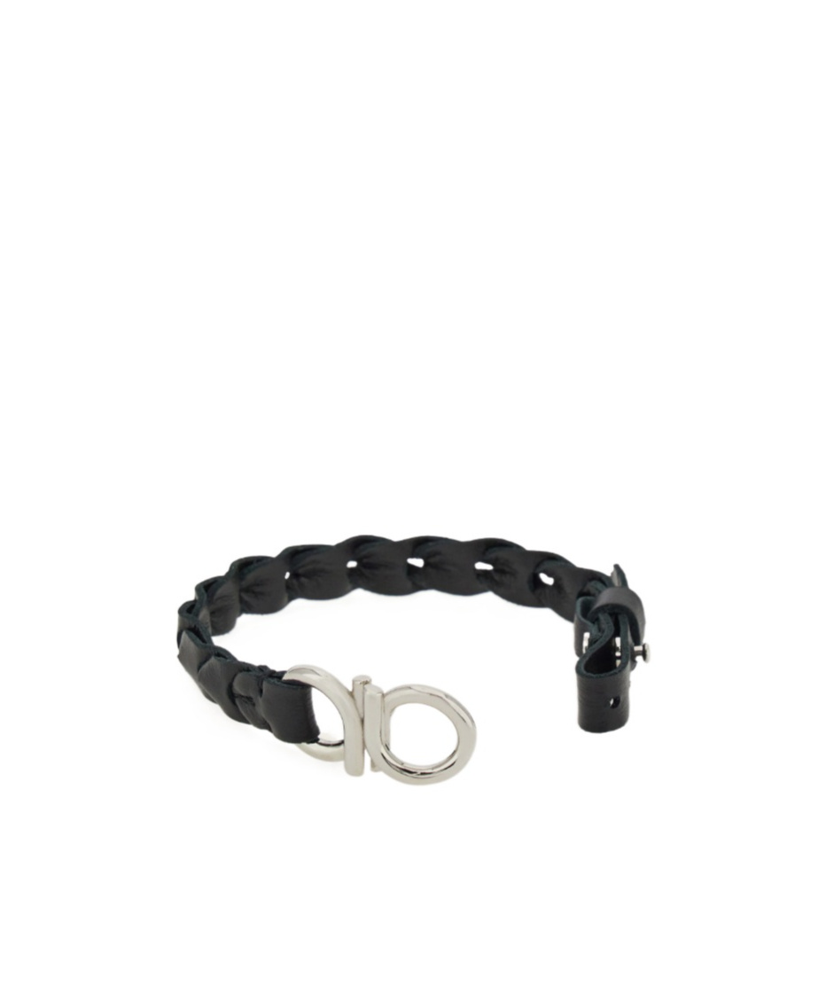 Ferragamo Gancini Braided Bracelet In Black