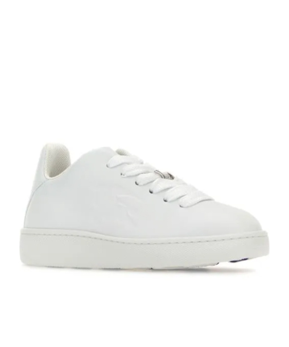 Burberry Lace Up Round Toe Trainers In White