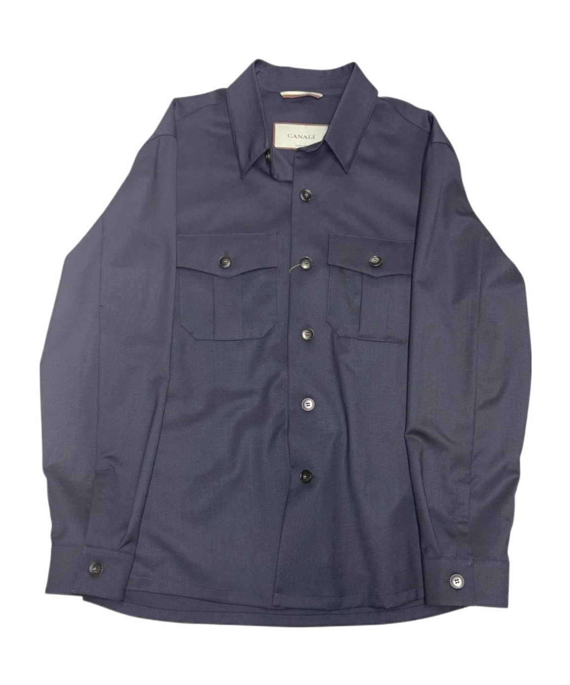 Canali Button Flap Jacket In Gray