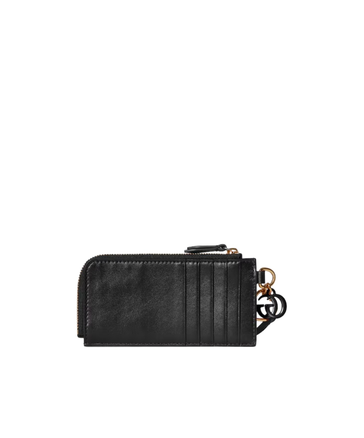 Gucci Card Case With Double G Charm In Black
