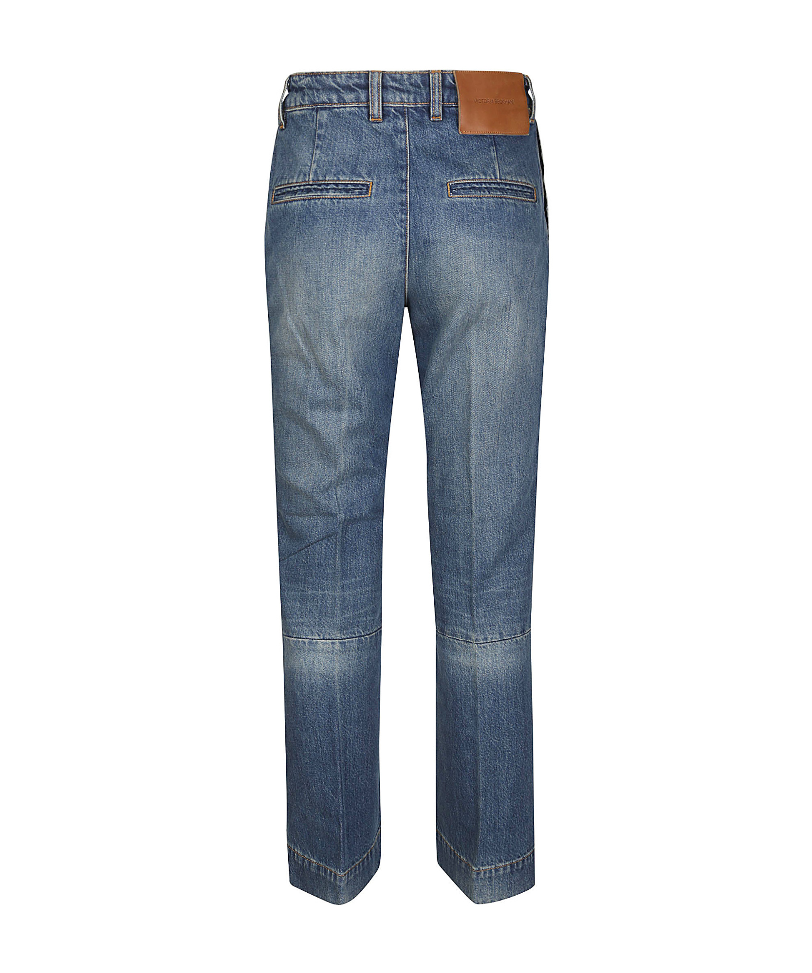 Victoria Beckham Cropped Denim Trousers Belt Loops In Blue