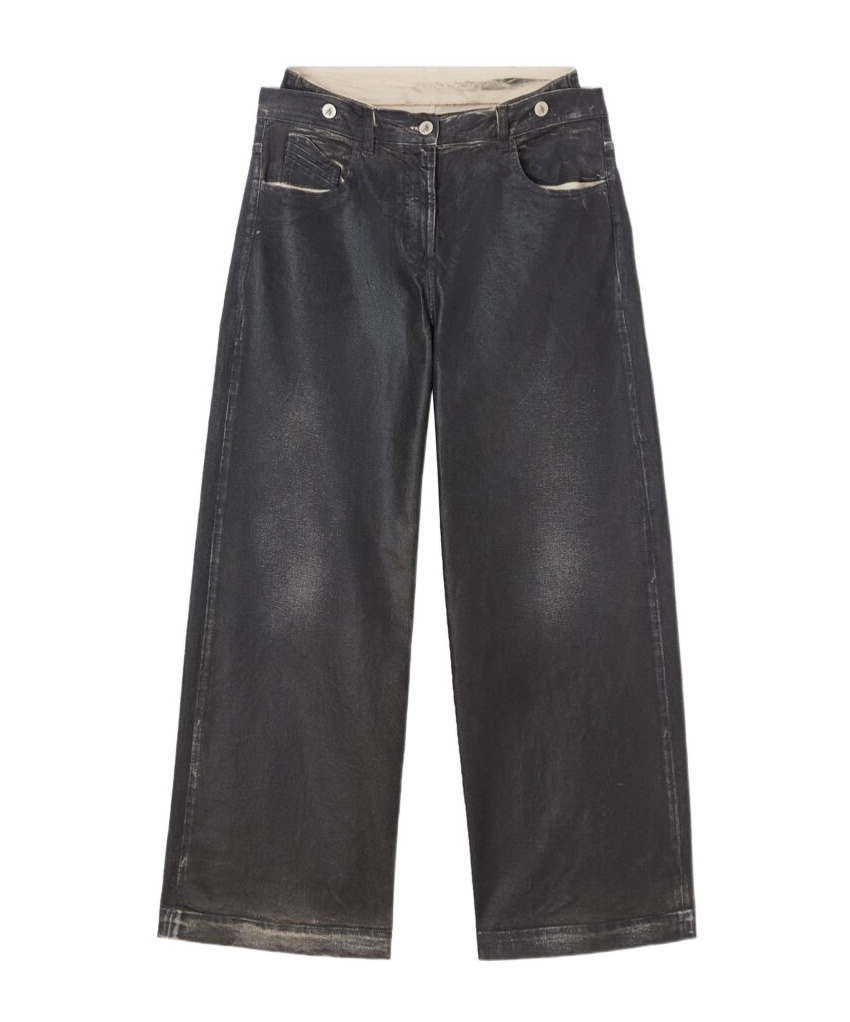 Attico Navy Blue Long Pants In Black