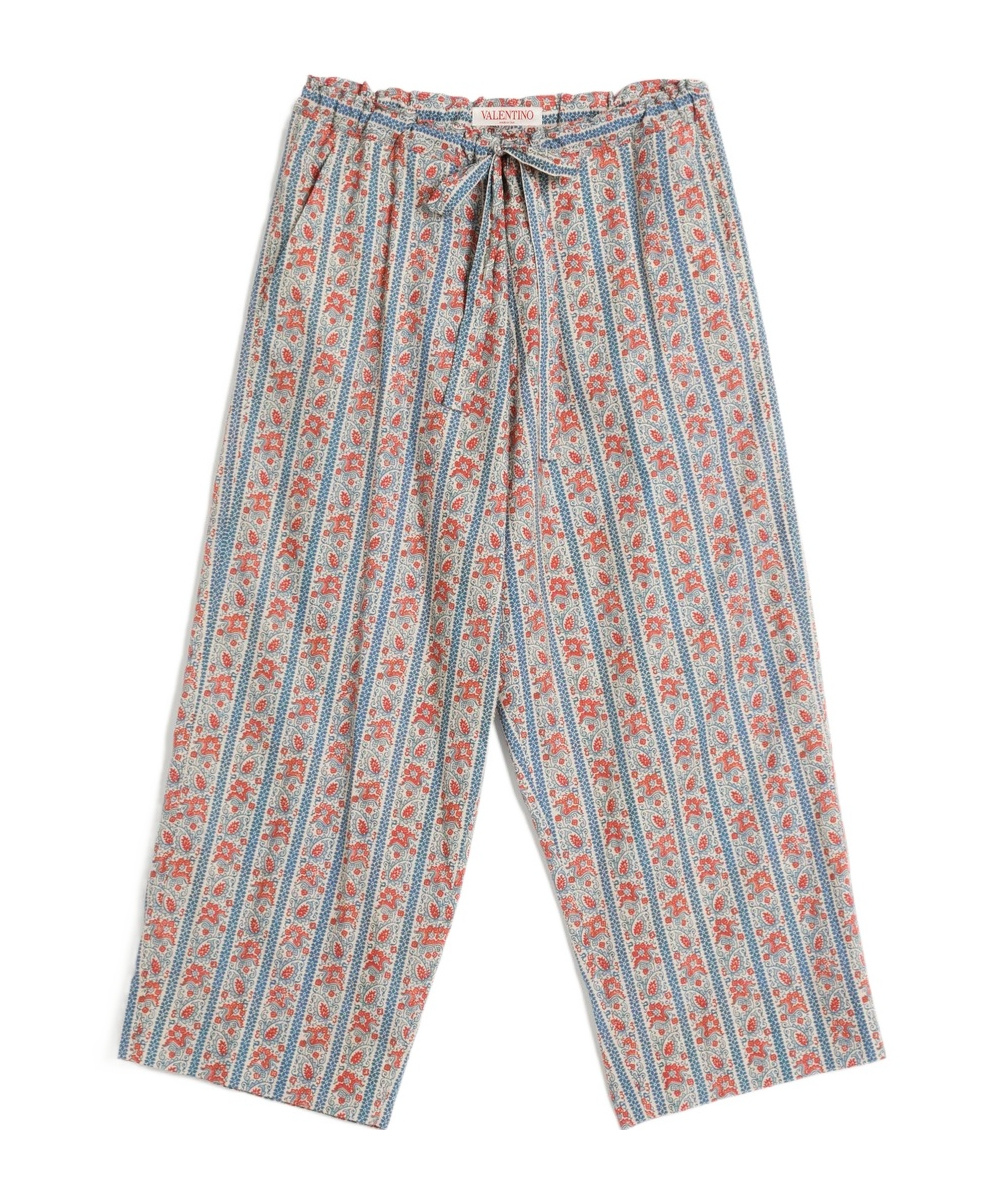 Valentino Voyage Imaginaire Print Straight Pants In Gray