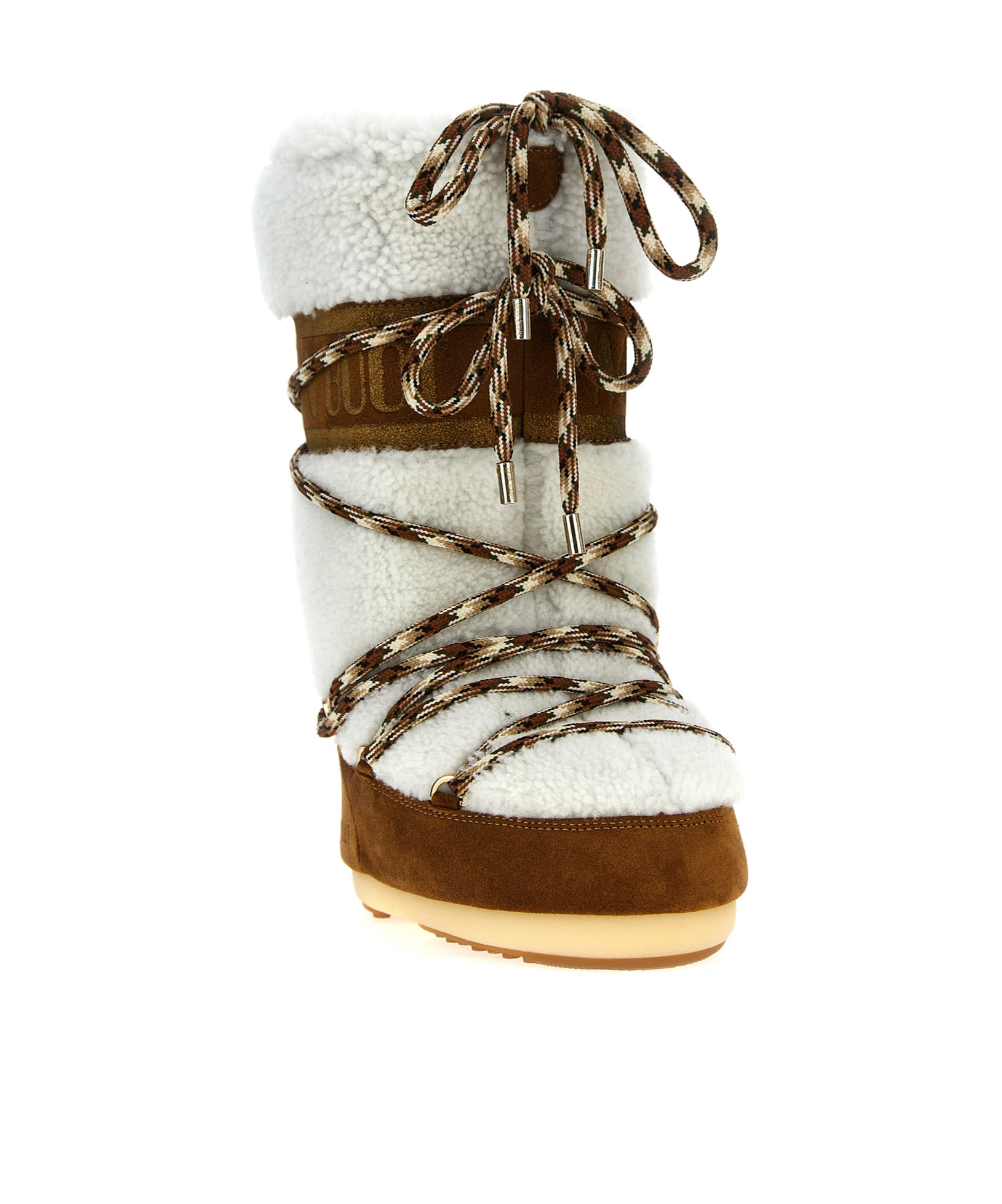 Moon Boot Icon Shearling And Suede Snow Boots In White