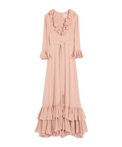 Valentino Besticktes Abendkleid Aus Georgette Frau Rose Mist 38 In Mixed Rose
