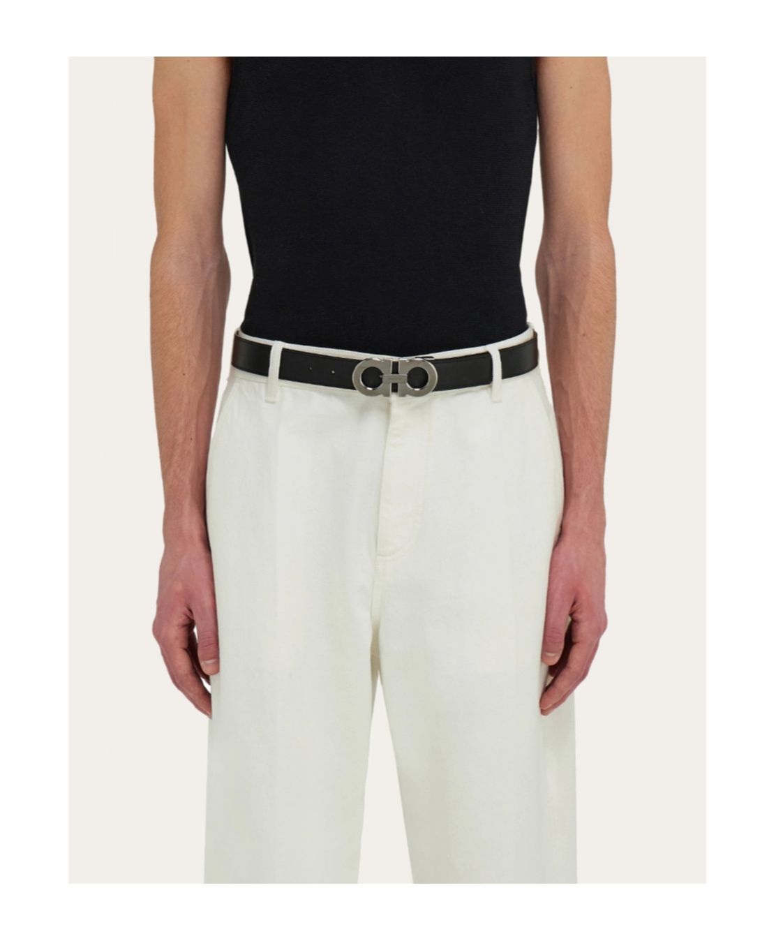 Ferragamo Reversible And Adjustable Gancini Belt In Black