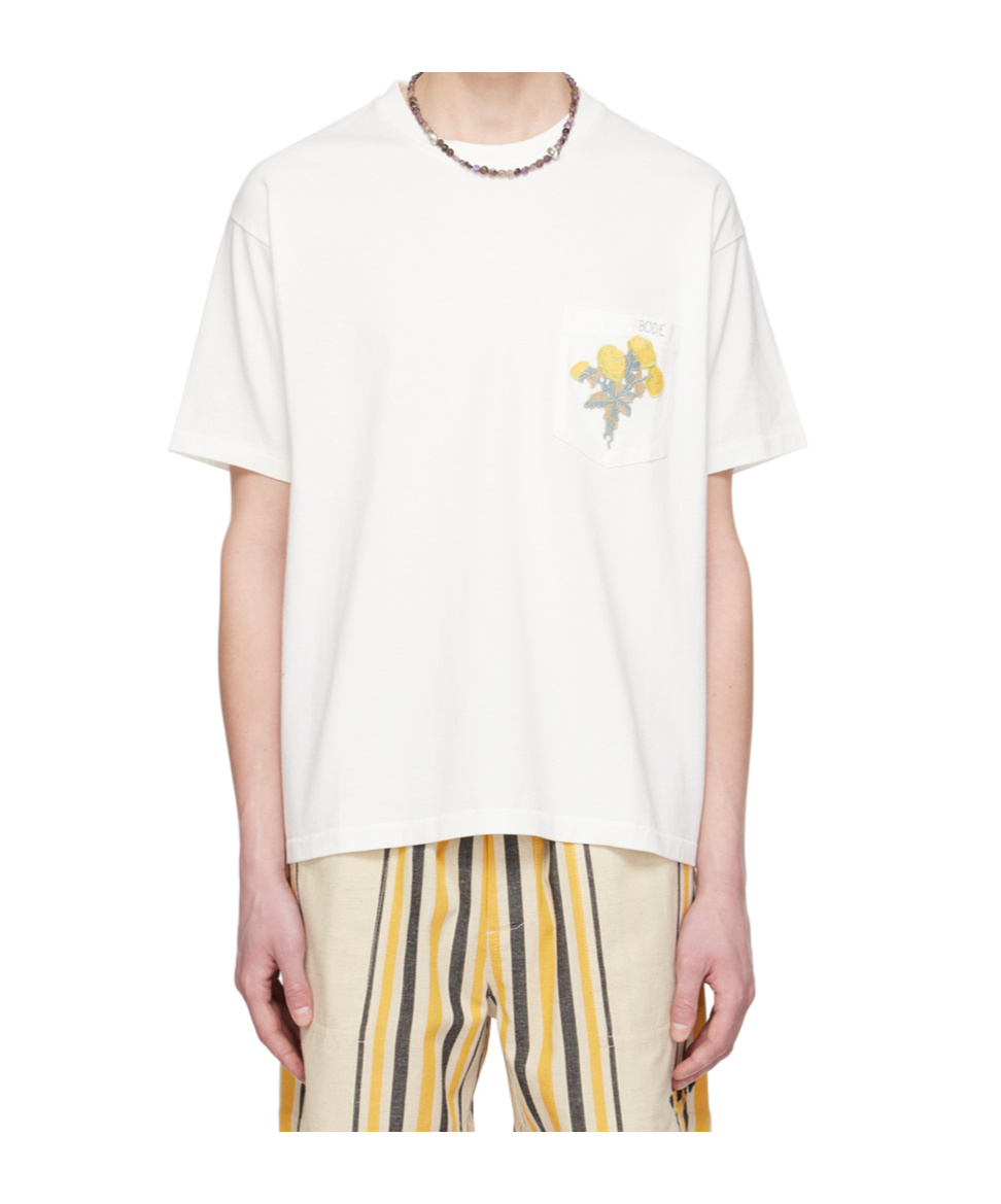 Bode Logo-embroidered Cotton-jersey T-shirt In White