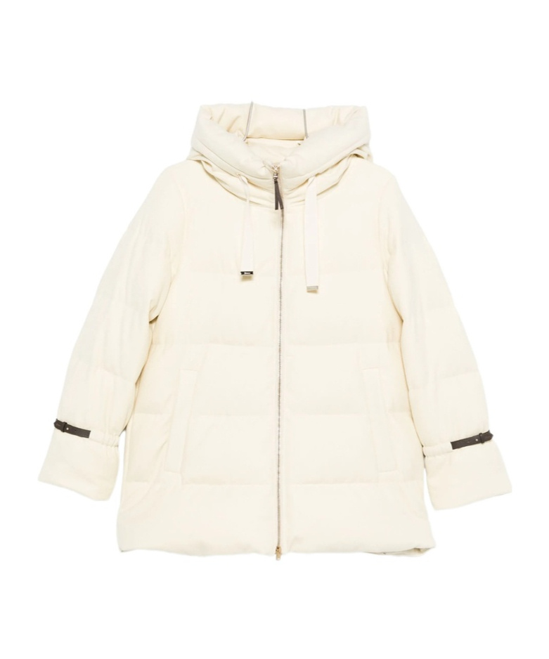Herno Hooded Medium-length Wool Down Jacket With Zip Clothing In White